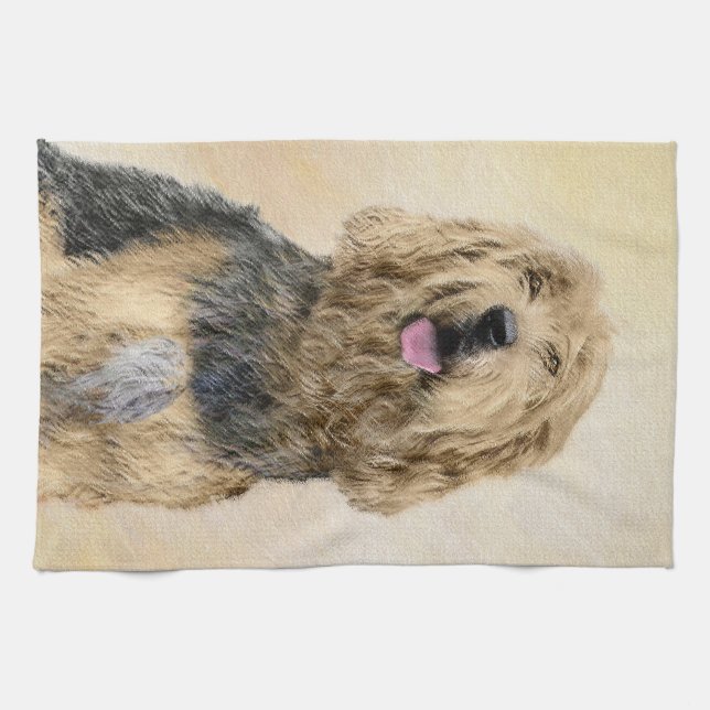 Linge De Cuisine Peinture d'Otterhound - Joli art original de chien (Horizontal)