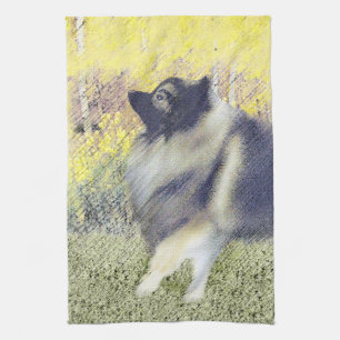 Linge De Cuisine Peinture en teint de Keeshond - jolie art original