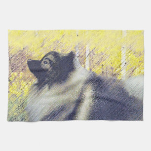 Linge De Cuisine Peinture en teint de Keeshond - jolie art original