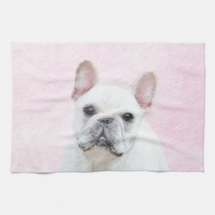 Linge De Cuisine Peinture française de Bulldog (Crème/Blanc) - Ar