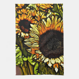 Linge De Cuisine peinture impressionniste pays tournesol jaune