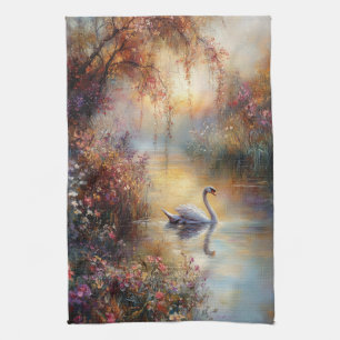 Linge De Cuisine Peinture impressionniste rustique Swan