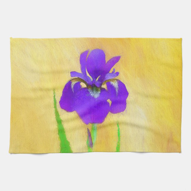 Linge De Cuisine Peinture Iris à pois pourpre - Chien original mign (Horizontal)