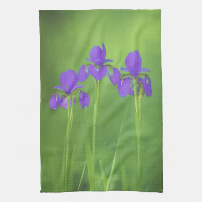 Linge De Cuisine Peinture Iris Violet - Art Fleur Originale (Vertical)