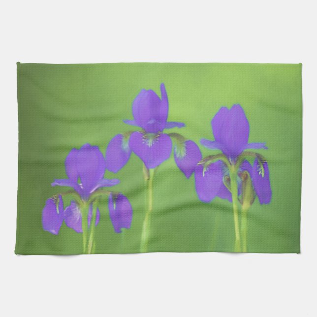 Linge De Cuisine Peinture Iris Violet - Art Fleur Originale (Horizontal)