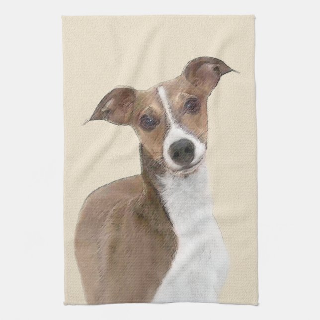 Linge De Cuisine Peinture italienne Greyhound - Cute Original Chien (Vertical)