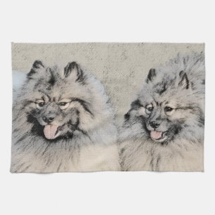 Linge De Cuisine Peinture Keeshond Brothers - Art Chien original