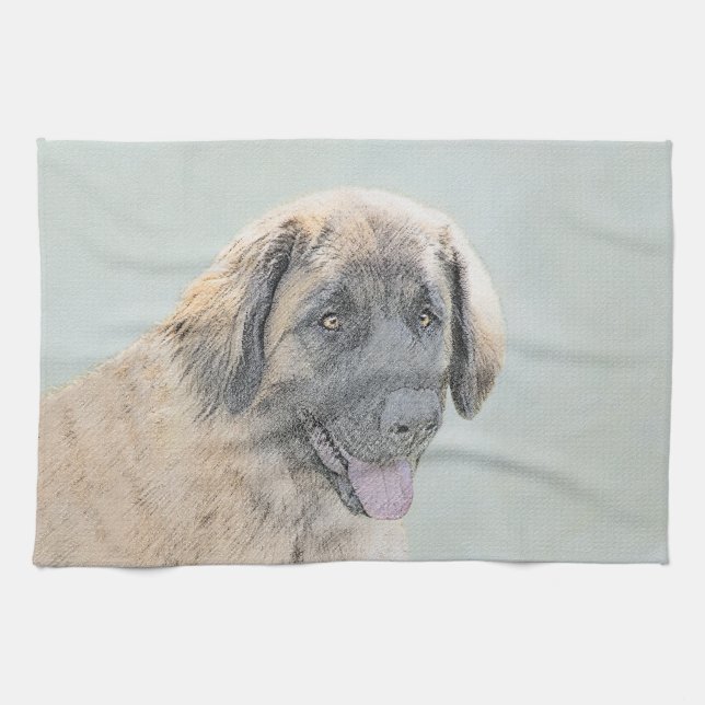 Linge De Cuisine Peinture Leonberger - Joli art original chien (Horizontal)