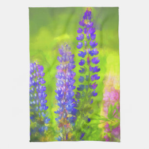 Linge De Cuisine Peinture Lupine - Art Fleur Original