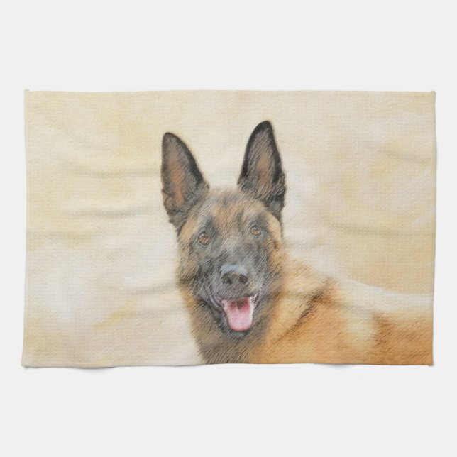Linge De Cuisine Peinture Malinoise belge - Cute Original Chien Art (Horizontal)