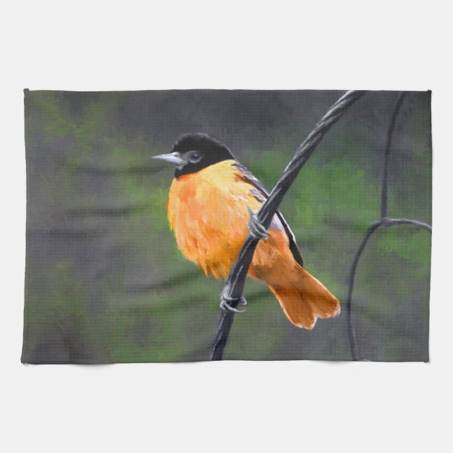 Linge De Cuisine Peinture Oriole - Art Oiseau Original (Horizontal)