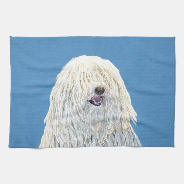 Linge De Cuisine Peinture Puli - Cute Original Chien Art (Horizontal)
