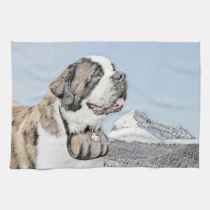 Linge De Cuisine Peinture Saint Bernard - Cute Original Chien Art