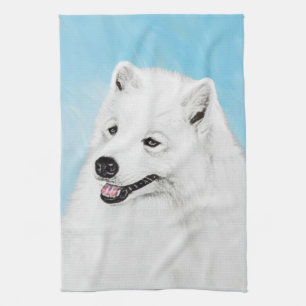 Linge De Cuisine Peinture Samoyed - Cute Original Chien Art