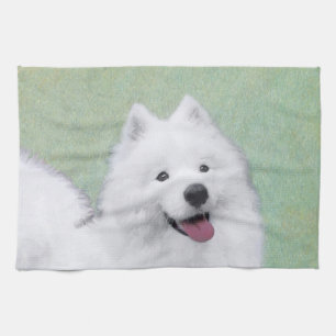 Linge De Cuisine Peinture Samoyed - Cute Original Chien Art