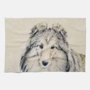 Linge De Cuisine Peinture Shetland Sheepdog - Jolie art original ch