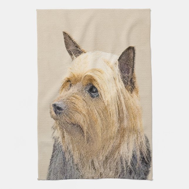 Linge De Cuisine Peinture Silky Terrier - Cute Original Chien Art (Vertical)