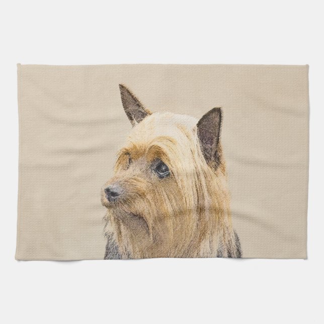 Linge De Cuisine Peinture Silky Terrier - Cute Original Chien Art (Horizontal)