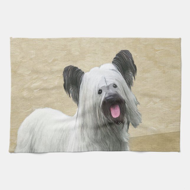 Linge De Cuisine Peinture Skye Terrier - Cute Original Chien Art (Horizontal)