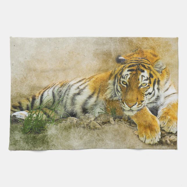 Linge De Cuisine Peinture sur tigre (Horizontal)