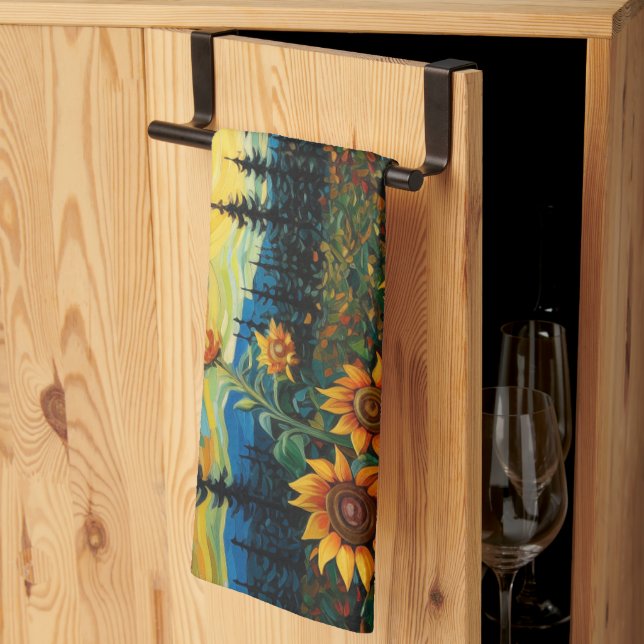 Linge De Cuisine Peinture Tournesols de Van Gogh (Pliage en tiers)