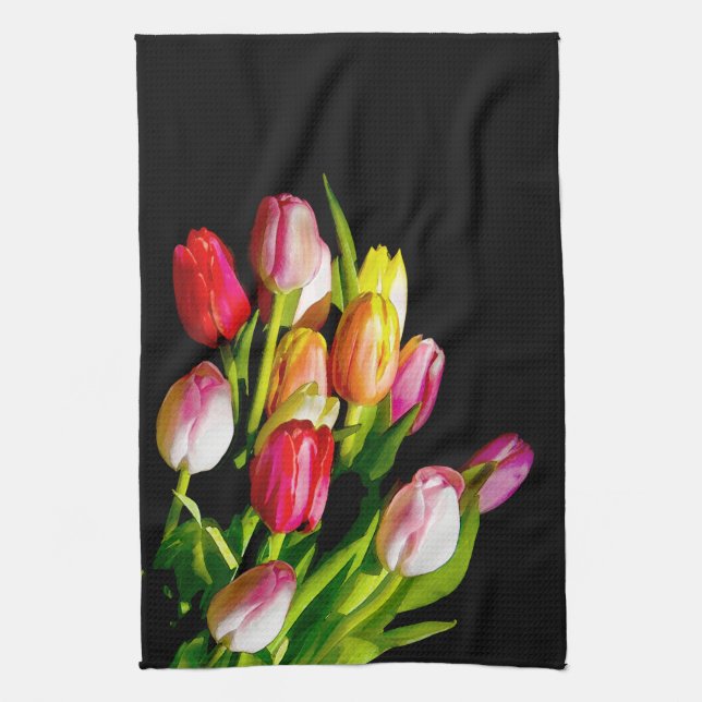 Linge De Cuisine Peinture tulipe - Art floral original (Vertical)