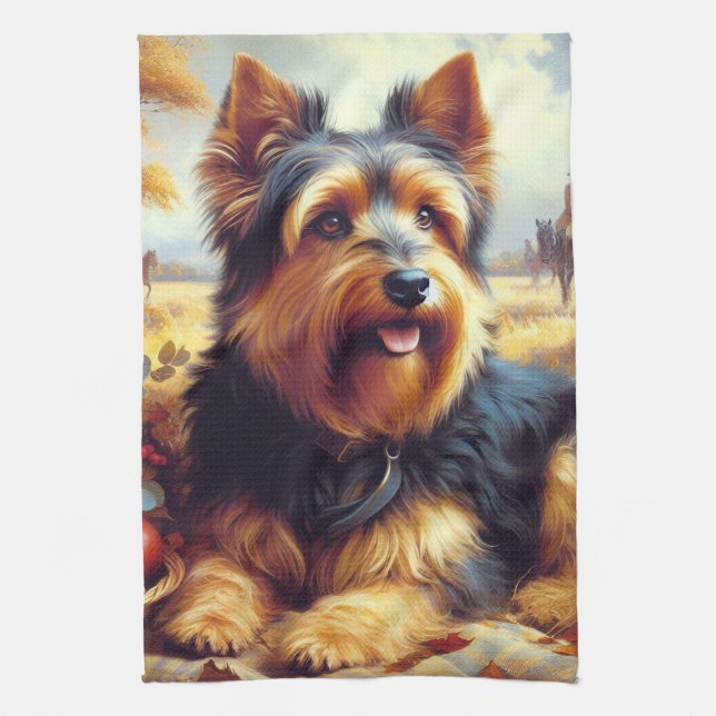 Linge De Cuisine Peinture vintage australienne Terrier (Vertical)