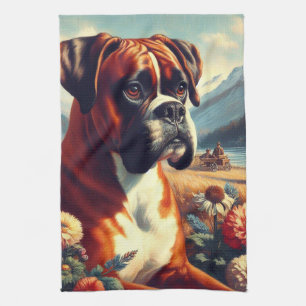 Linge De Cuisine Peinture vintage de chien de boîte