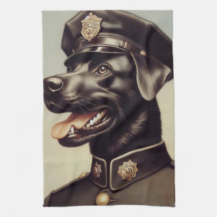 Linge De Cuisine Peinture vintage de chiens de police