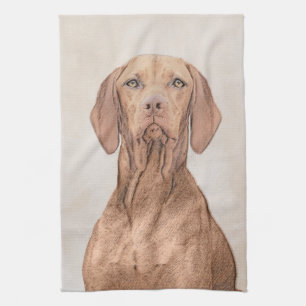 Linge De Cuisine Peinture Vizsla - Joli art original chien