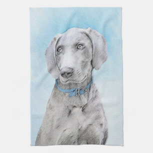 Linge De Cuisine Peinture Weimaraner - Joli art original chien