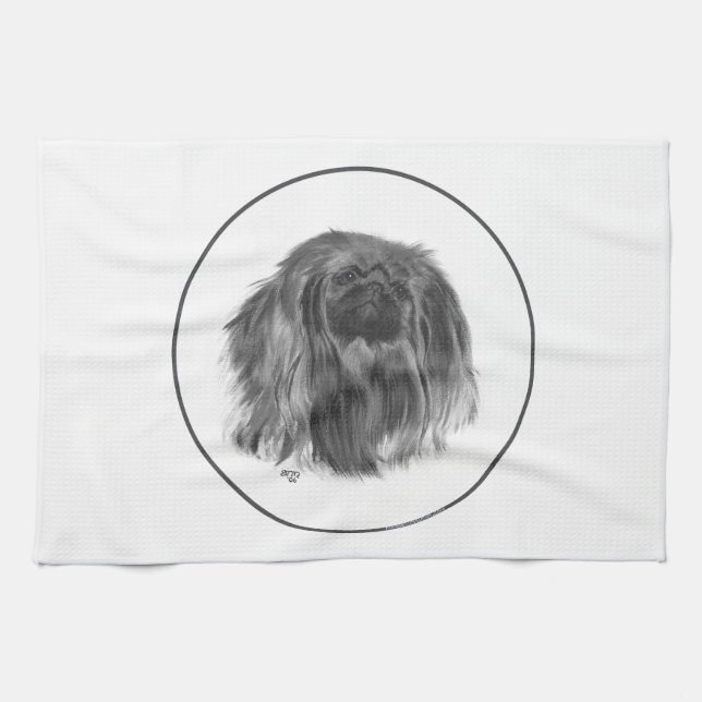Linge De Cuisine Pekingese foncé (Horizontal)