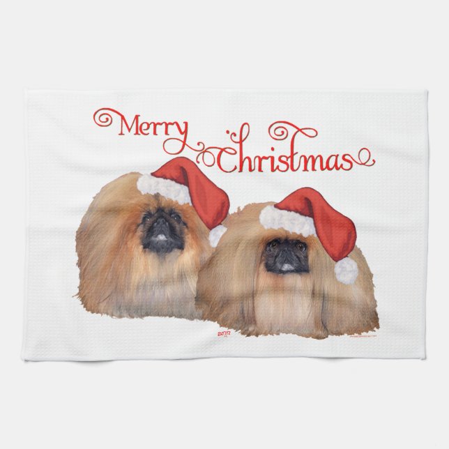 Linge De Cuisine Pékinois Joyeux Noël (Horizontal)