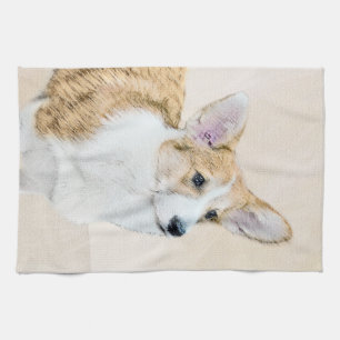 Linge De Cuisine Pembroke Welsh Corgi Peinture - Art Chien original