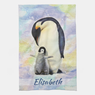 Linge De Cuisine Penguin empereur avec la couleur d'eau de la pouss