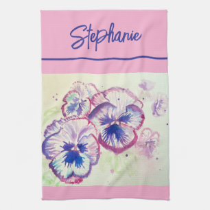 Linge De Cuisine Pensée rose aquarelle femmes rose pâle