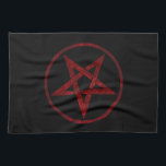 Linge De Cuisine Pentagram Red Devil<br><div class="desc">Pentagramme rouge,  inversé,  texturé en cercle,  sur arrière - plan noir. Symbole occulte 666</div>