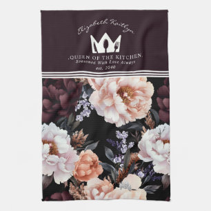 Linge De Cuisine Peonies sombres Motif floral   Reine de la cuisine
