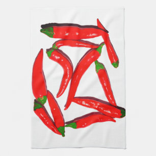Linge De Cuisine Pepper de Yummy Hot Red Green