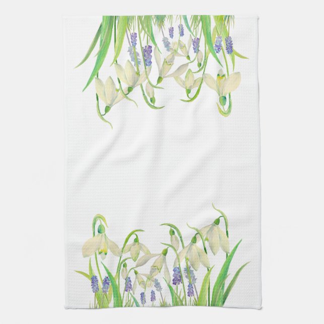 Linge De Cuisine Perce-neiges et Muscari d'aquarelle (Vertical)