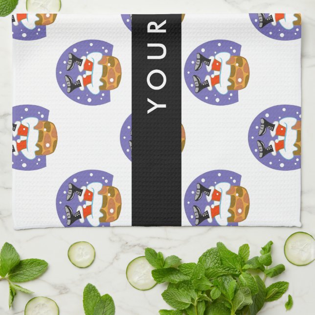 Linge De Cuisine Père Noël À Chimney, Neige, Noël, Nouvel An (Plié)