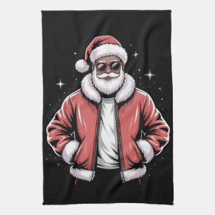 Linge De Cuisine Père Noël Afro-Américain Pyjama de Noël Cool Noir