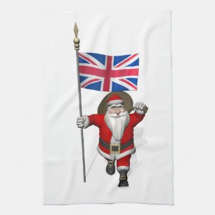 Linge De Cuisine Père Noël Avec Drapeau Union Du Royaume-Uni