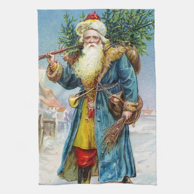 Linge De Cuisine Père Noël avec l'arbre de sapin (Vertical)