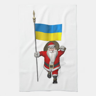 Linge De Cuisine Père Noël avec l'enseigne de l'Ukraine
