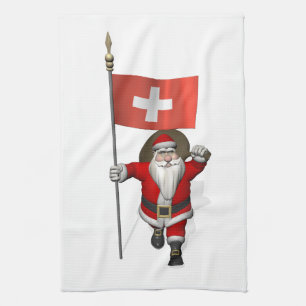 Linge De Cuisine Père Noël avec l'enseigne de Suisse