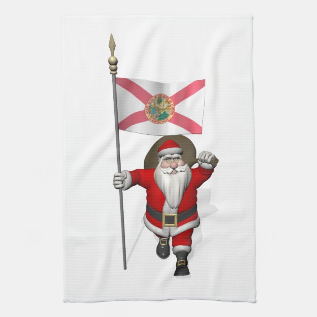Linge De Cuisine Père Noël Avec L'Ensigne De Floride (Vertical)