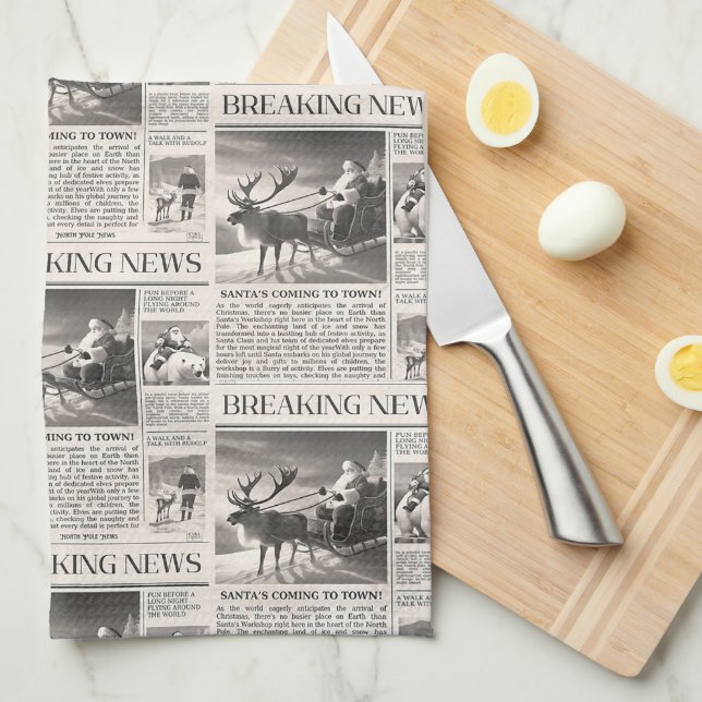 Linge De Cuisine Père Noël Bear Breaking News Journal Christmas Dee (Quart Plié)