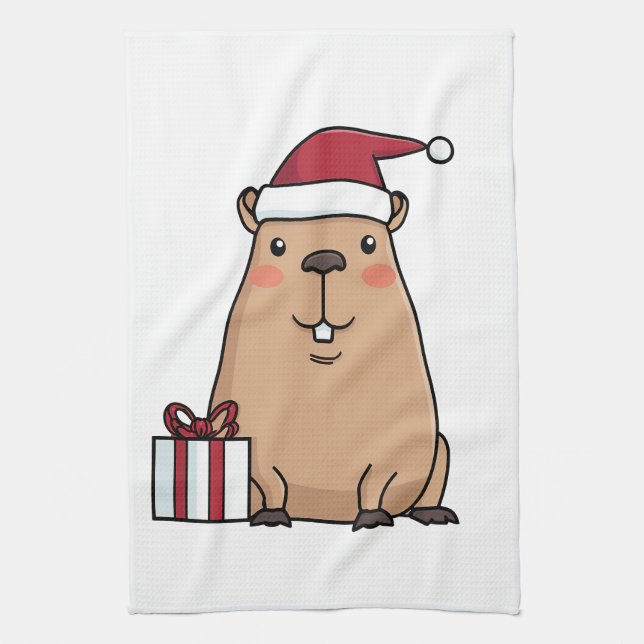 Linge De Cuisine Père Noël Capybara Holiday Fun (Vertical)