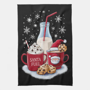 Linge De Cuisine Père Noël Christmas Milk and Cookies Latte Family